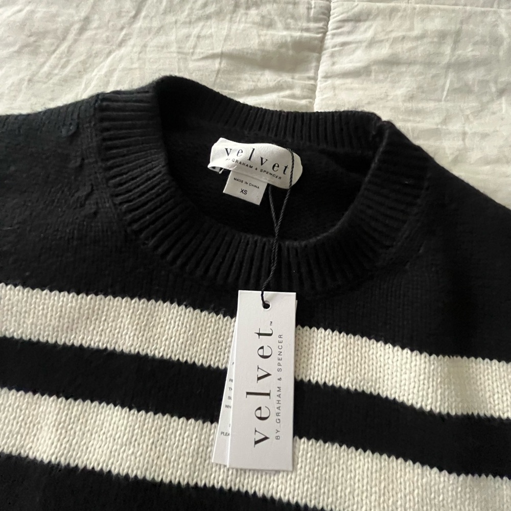 Velvet Lex cotton cashmere striped sweater NWT new size XS - Picture 3 of 16